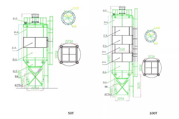 50-100 Ton Cement Silo